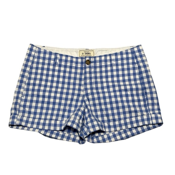 Women's Old Navy 8 M Medium Shorts Chino Khakis Checkered Blue Everyday Twill - Picture 3 of 9